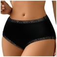 thumbnail image 3 of GEWSEY Womens Organic Cotton High Waisted Lace Trim Underwear for Women Ladies Soft Breathable Panties Comfort Briefs (Black, M), 3 of 4