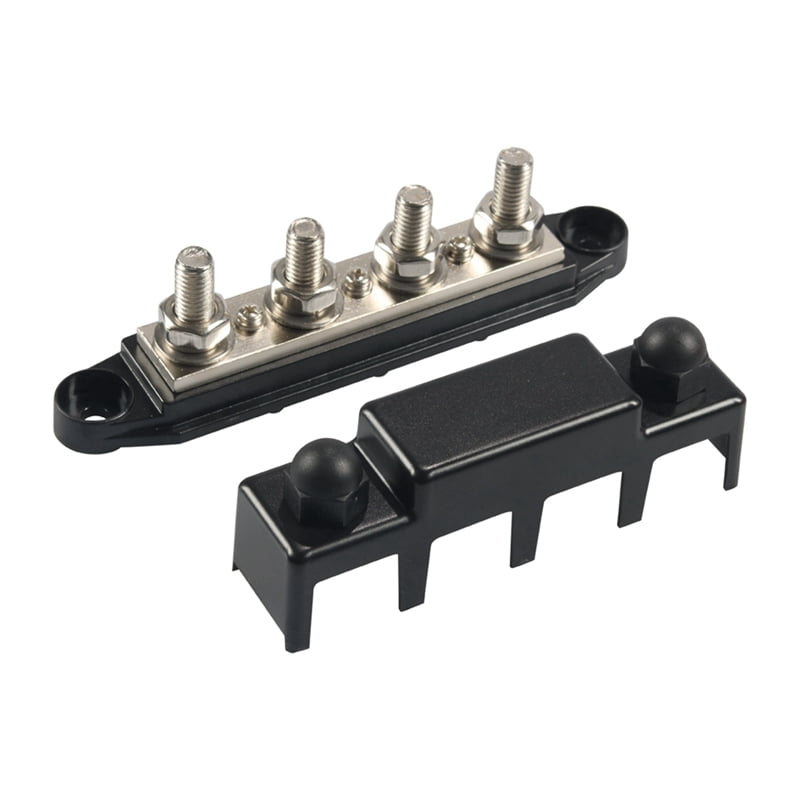 Bus Bar 12V 300A Power Distribution Block 4 X 3/8In Studs 12V Automotive Marine Battery Busbar Terminal Block with Cover
