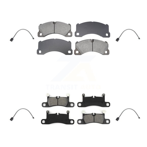 SIM Front Rear Semi-Metallic Disc Brake Pads and Wear Sensors Kit for Car 2013 Volkswagen Touareg V6 Executive Lux Sport with 3.6L with 360mm Diameter Rotor KSW-100725