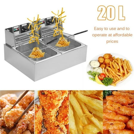 20L 5KW Countertop Stainless Steel Double Tank Commercial Electric Deep Fryer