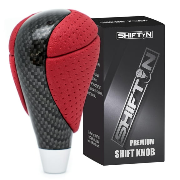 SHIFTIN Gear Shift Knob Shifter for Lexus ES300h ES350 GS300 GS350 IS250 IS300 IS350 LS460 LS600h RX350 RX450h ( Red Leather / Carbon Fiber Pattern)