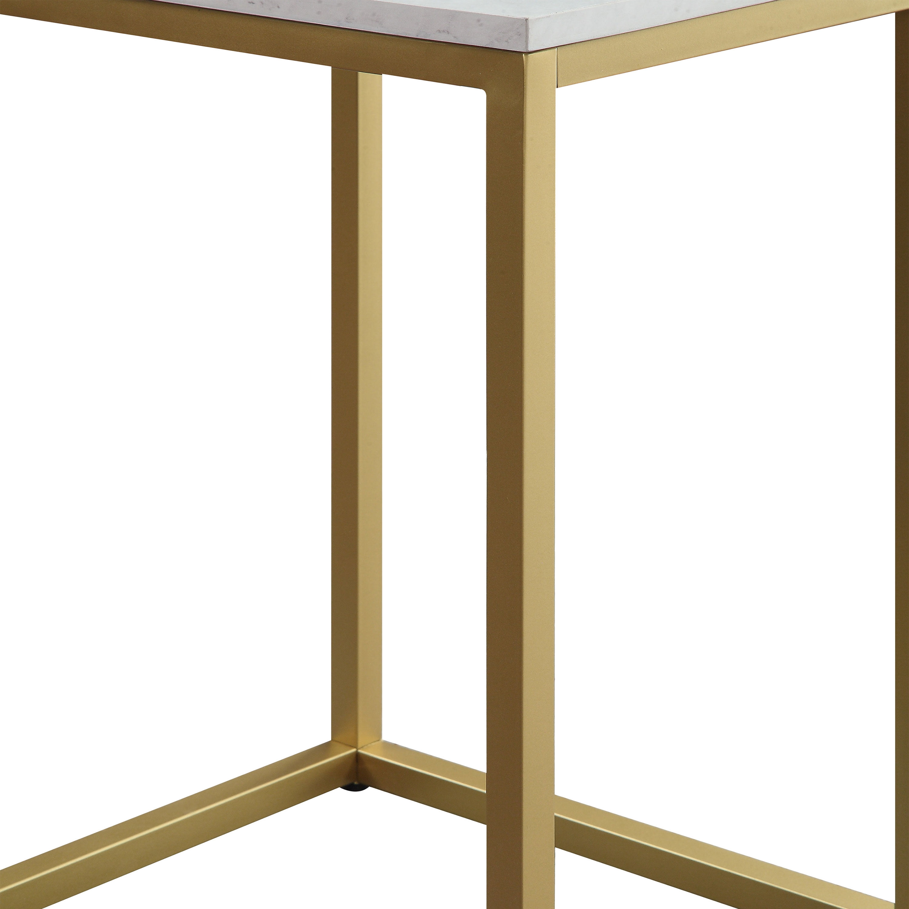 Mainstays End Table, White Top with Gold Frame