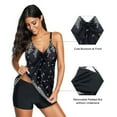 thumbnail image 3 of Zando Plus Size Tankini Swimsuit for Women Plus Size Bathing Suits for Women Butterfly Knot Flounce Tankini Top with Boyshorts Floral Black 3XL, 3 of 5