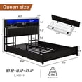 thumbnail image 2 of ANPOO LED Queen Size Bed Frame with with Charging Outlets & Storage Headboard, Metal Platform Bed with 4 Drawers & 6 Bookcase Storage, No Box Spring Needed, Noise-Free, Black, 2 of 9