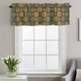 thumbnail image 2 of Bohemian Gold Floral Window Valance for Kitchen, Boho Tribal Ethnic Abstract Geometric Flower Rod Pocket Short Curtain for Small Windows, Light Filtering Decorative Valance, 42 x 18 Inch, 1 Panel, 2 of 9