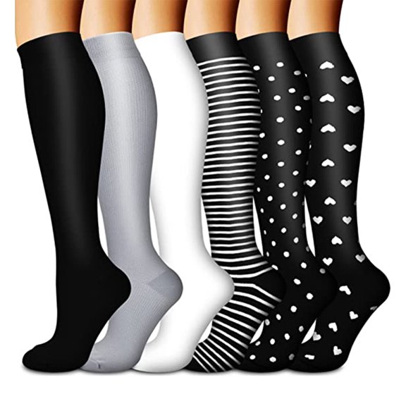 6 Pairs Copper Compression Socks for Women & Men Circulation 15-20 mmhg - Better Blood Flow, Swelling, Best Support for Medical, Running, Nursing