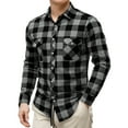 thumbnail image 2 of LTTVQM Mens Flannel Shirts Long Sleeve Casual Spring Plaid Button Down Shirt Cotton Shirt Cowboy Work Shirts with Pockets Black 3XL, 2 of 8