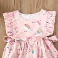 thumbnail image 3 of Newborn Baby Girl Cartoon Rainbow Jumpsuit Ruffle Fly Sleeve Romper Summer Bodysuit, 3 of 6
