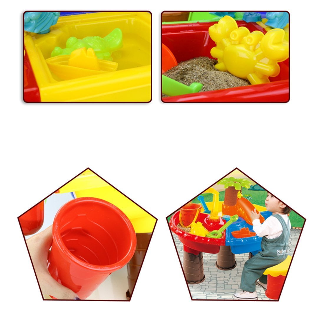 Palm tree Bulldozer and more!! Sand Water Beach Beach Toys Table Set 22 pcs 