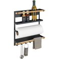 thumbnail image 1 of Durable Design For Your Kitchen, Stainless Steel Magnetic Paper Towel Holder Spice Rack Multi-Purpose Organizer With Hooks, Easy To Install On Refrigerator Or Other Magnetic Surfaces, 1 of 5