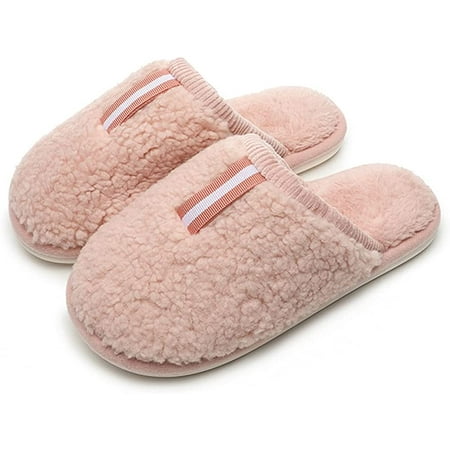 

PIKADINGNIS Women Slip On Fuzzy House Slippers Warm Winter Plush Fur Slipper Indoor Outdoor Memory Foam Shoes
