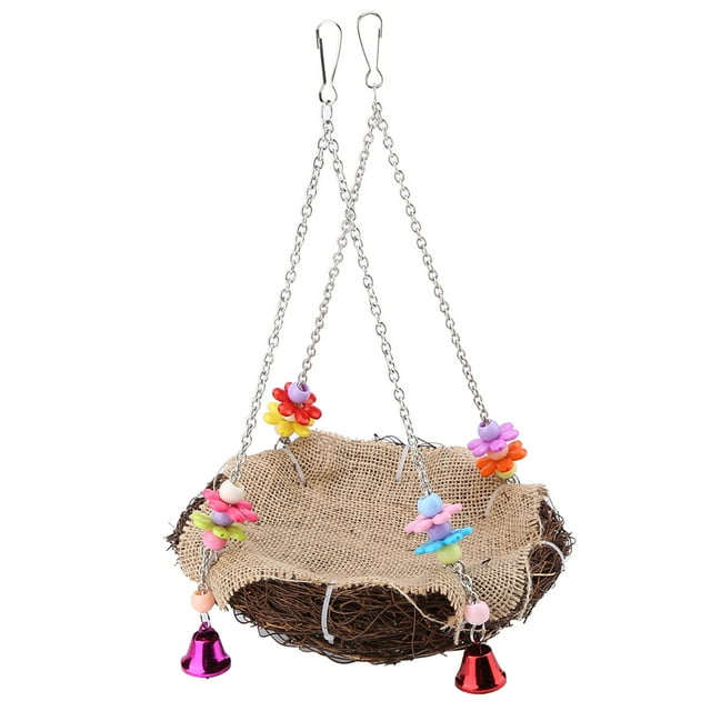 Toy With Bells, Rattan Bird Swing Standing Perch Toy With Bells Hanging Toy Bird Rattan , For Pets Animals