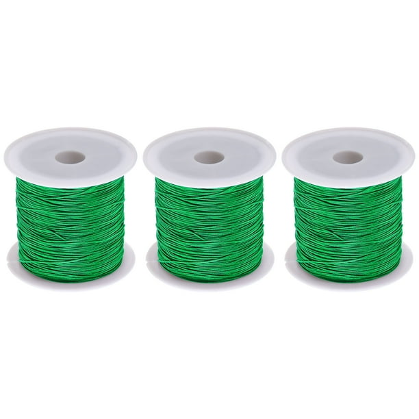 3 Rollos Nylon Rebordear Hilo Anudar Cordón 0,6mm 50 Yardas Trenzado Nylon Artesanía Satén Cuerda para Pulsera Collar Kumihimo, Esmeralda Verde