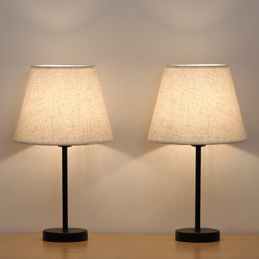 HAITRAL Bedside Table Lamps - Small Nightstand Lamps Set of 2 with