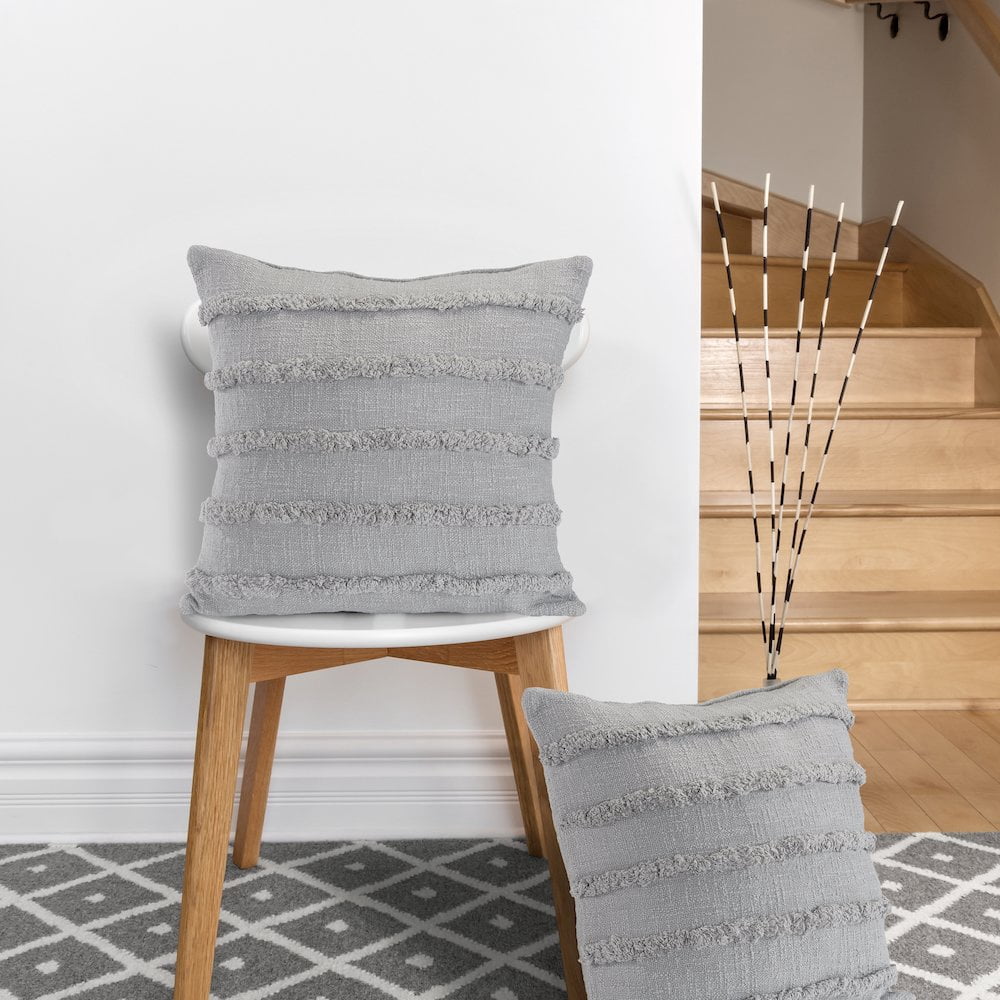 Ox Bay Gray Solid Organic Cotton Square 2 Piece Pillow Feather Filled Set