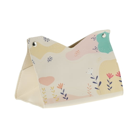 1Pc Durable Flower Pattern Tissue Box Cover for Living Room Table Desk Pink PU