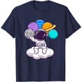thumbnail image 1 of Astronaut Sitting on Cloud and Flying with Planet Balloons T-Shirt, 1 of 1