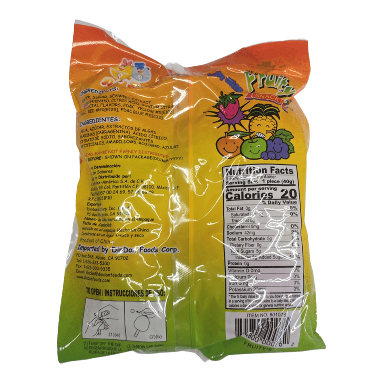 DinDon Fruity Snack TikTok Ju C Jelly Fruit Candy Bag 12.6 oz 5 Flavors Strawberry Sour Apple Pineapple Grape and Orange Tasty Fruity Jelly Snack