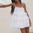 thumbnail image 4 of Kaemgyyd Sundresses for Women Ruffle Layered Mini Flowy Dress Sleeveless Spaghetti Strap Backless Short Beach Dresses, 4 of 7