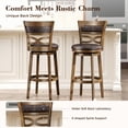 thumbnail image 2 of MF Studio 30" Bar Height Stool with Back Set of 3, Wood Swivel Bar Stool with Thick Upholstery Back & Extra Large Seat, Jacobean, 2 of 10