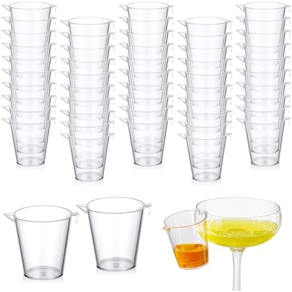 50 Pieces 2oz Clear Plastic Shot Glasses with Hook Reusable Shot Cups Ideal for Cocktails, Margaritas, Whiskey, Sample Cups for Christmas Birthday Wedding Parties