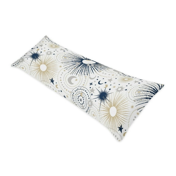 Sweet Jojo Designs Celestial Blue Gold and Grey Body Pillow Cover Case 54x20 (Pillow Not Included)