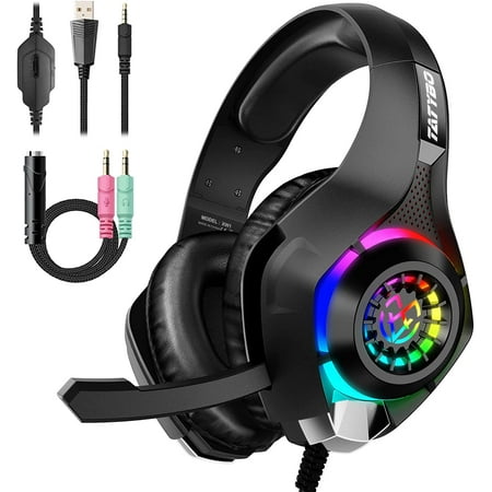Gaming Headset for PS4 PS5 Switch Xbox One PC with RGB Light Noise Canceling Mic Surround Sound Gaming Headphones Gaming Headset for PS4 PS5 Switch Xbox One PC with RGB Light Noise Canceling Mic Surround Sound Gaming Headphones