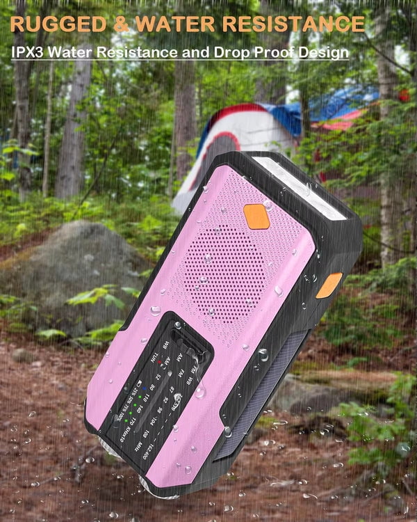 NOAA AM/FM/WB Emergency Weather Radio Flashlight with SOS by Metron Bios  (PINK)