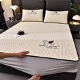 thumbnail image 3 of Juego de tres piezas de colchoneta refrescante de látex, colchoneta de seda helada de verano, colchoneta para aire acondicionado, sábana plegable para el hogar, lavable a máquina, 3 of 5