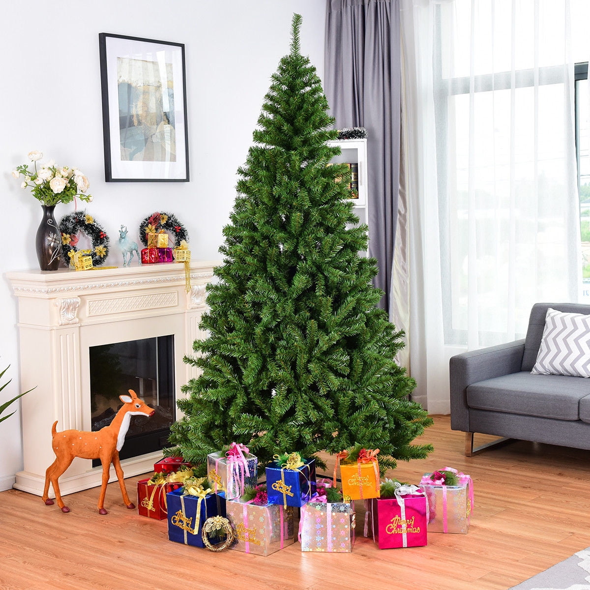 7,5 FT Premium Artificial Christmas Tree 1346 Tips Full Tree with Stand PVC...