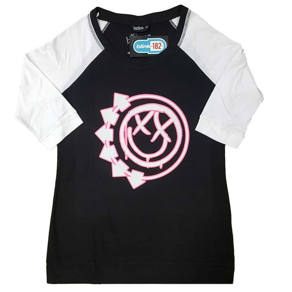 Blink 182 Six Arrow Smile Face Logo Junior Top Large Black/White
