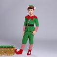 thumbnail image 4 of VNKIDY Boys Outfit Christmas Kids Elf Fancy Dress Set Green Short Sleeve Top With Red Collar Striped Arm Leg Warmers Red Pointed Shoes Elf Hat For Party Christmas Celebration Cute Sets, 4 of 9