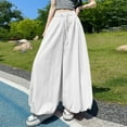 thumbnail image 2 of Kaemgyyd Palazzo Pants for Women Casual Drawstring Baggy Pants Elastic Waist Cute Lantern Flowy Trouser for Beach Vaction, 2 of 7