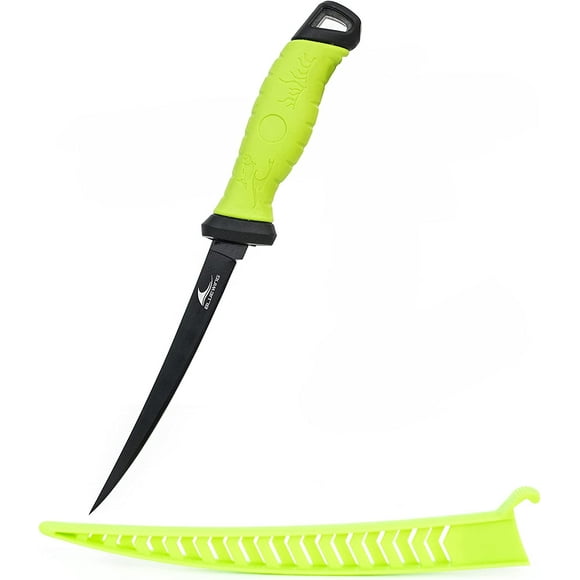BLUEWING Filet Knife 1pc Lame en Acier Inoxydable Désossage Knife avec Poignées Antidérapantes et Gaine de Protection, Taille 8in, Green