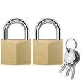 thumbnail image 1 of Puroma Paquete de 2 candados con llave, candado impermeable de latón macizo, candado de 1,1 pulgadas con 3 llaves iguales para cobertizos, unidad de almacenamiento, escuela, gimnasio, casillero, cerca, 1 of 1
