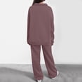 thumbnail image 4 of Valora Women Fashion Outfit Women's Trousers Suit 1 | Womens Fashion 2 Piece Outfits Long Sleeve Sweatsuits Sets Half Zip Sweatshirts With Joggers Sweatpants Pink L, 4 of 7