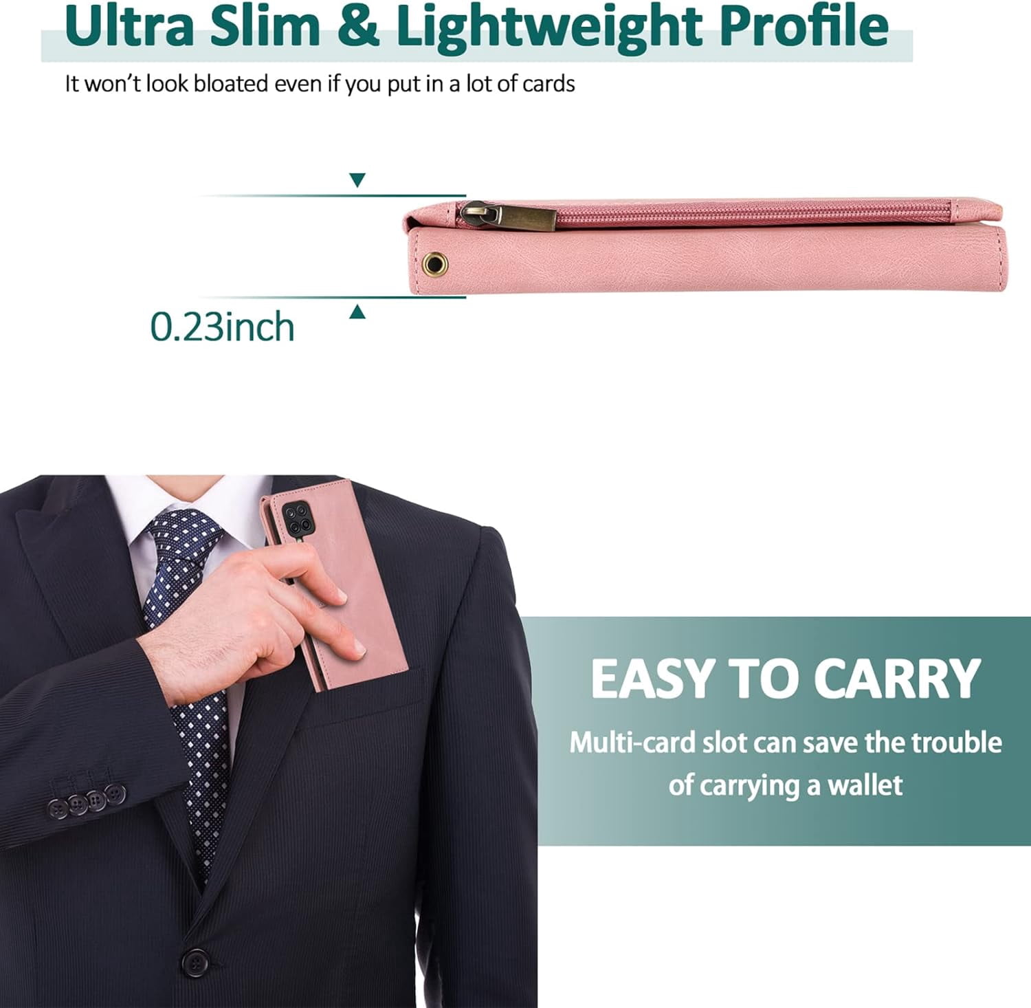 Compatible with Samsung Galaxy A12/M12 Wallet Case Tempered Glass Screen Protector Zipper Leather Flip Cover Card Holder Cell Phone Cases for Glaxay A 12 5G Gaxaly A-12 S12 12A 4G Women Rose Gold