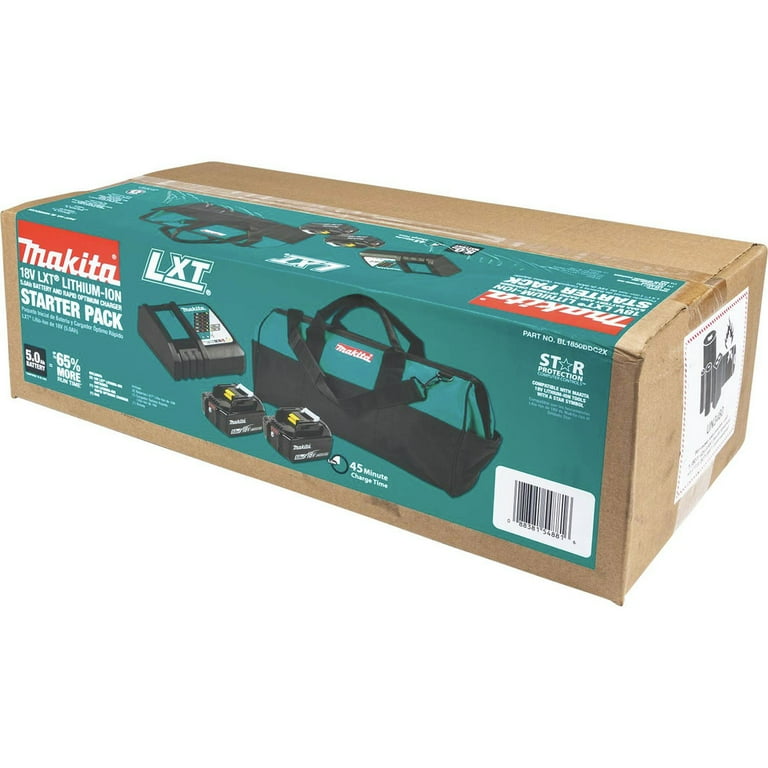 Makita BL1850BDC2X 18V LXT Lithium Ion Battery and Rapid Optimum Charger Starter Pack 5 Ah Walmart