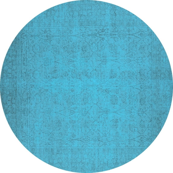 Ahgly Company Indoor Round Oriental Light Blue Industrial Area Rugs, 8' Round