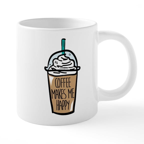 CafePress - Coffee Makes Me Happy - 20 Oz White Ceramic Mega Mug