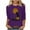 Purple, variant on Raeneomay 3/4 Length Sleeve Womens Tops Women's Independence Day Round Neck T-Shirt Loose Top