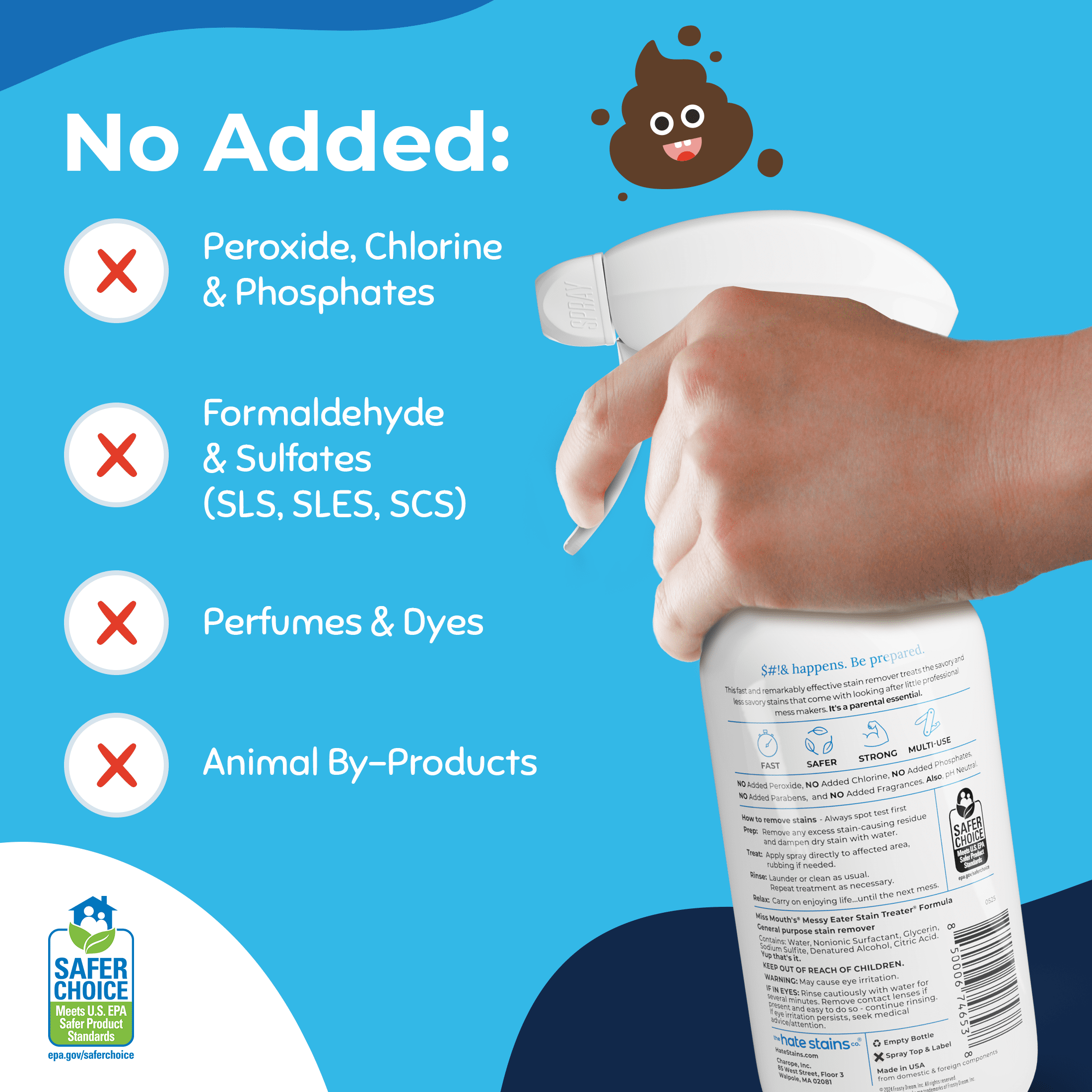 Miss Mouth's Messy Eater Stain Treater Spray for Baby & Kids, 12 fl oz, Newborn & Baby Essentials, Stain Remover for Food, Grease, Coffee & More, Gentle on Laundry, Fabric & Underwear