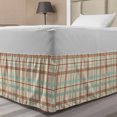 thumbnail image 1 of Abstract Bed Skirt, Tartan Motif Scottish Fashion Dated Traditional Folk Design, Elastic Bedskirt Dust Ruffle Wrap Around for Bedding Decor, 4 Sizes, Mint Green Beige Umber, by Ambesonne, 1 of 2