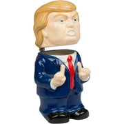 SCS Direct Donald Trump Ceramic 3D Figural 22oz Stein w Pewter Toupee Lid - Make Coffee Cups Great Again - Not Endorsed By Joe Biden - Fun for Political Fans