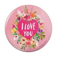thumbnail image 1 of I Love You Flower Heart Wreath Pinback Button Pin, 1 of 5