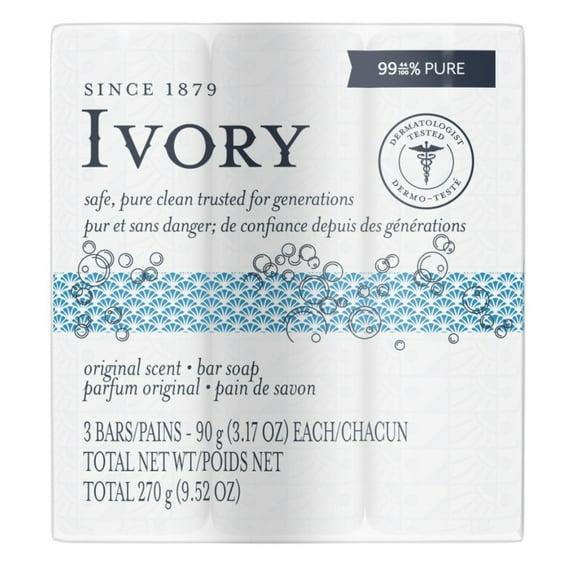 Ivory Bar Soap Original Scent 3 Count 9.52oz (Pack of 3)
