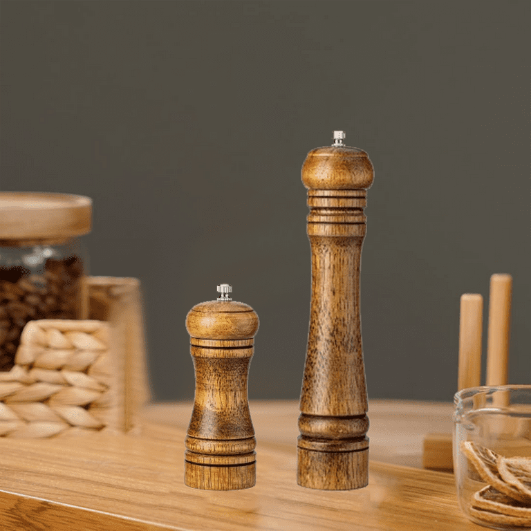 Stainless Steel Salt and Pepper Grinder with Borosilicate Glass Jar -  Adjustable Coarseness Clear Pepper Spices Shaker - 2pcs300ml carbon steel  core