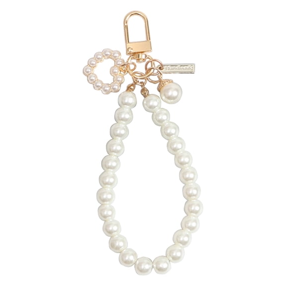 Korean Heart Pearl Keyring Hanging Ornament Car Keyring Pendant-Charms Shell Phone Chain Pendant for Bag-Decor