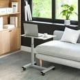 thumbnail image 6 of Seville Classics airLIFT® 23.6" Overbed Height Adjustable Mobile Side Table Cart, Marble/Silver, 6 of 12