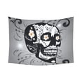 thumbnail image 2 of CADecor Wonderful sugar skull in black and white Wall Tapestry Wall Hanging Wall Art Home Decor 60x80 inches, 2 of 2
